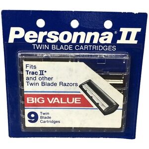 Vintage Personna 2 Razor Blades Twin Blade Cartridge Trac II USA NOS New 9 Pack